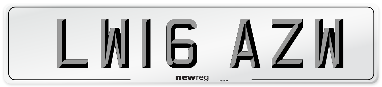 LW16 AZW Number Plate from New Reg